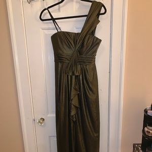 BCBG Barbara One-Shoulder Satin Evening Gown